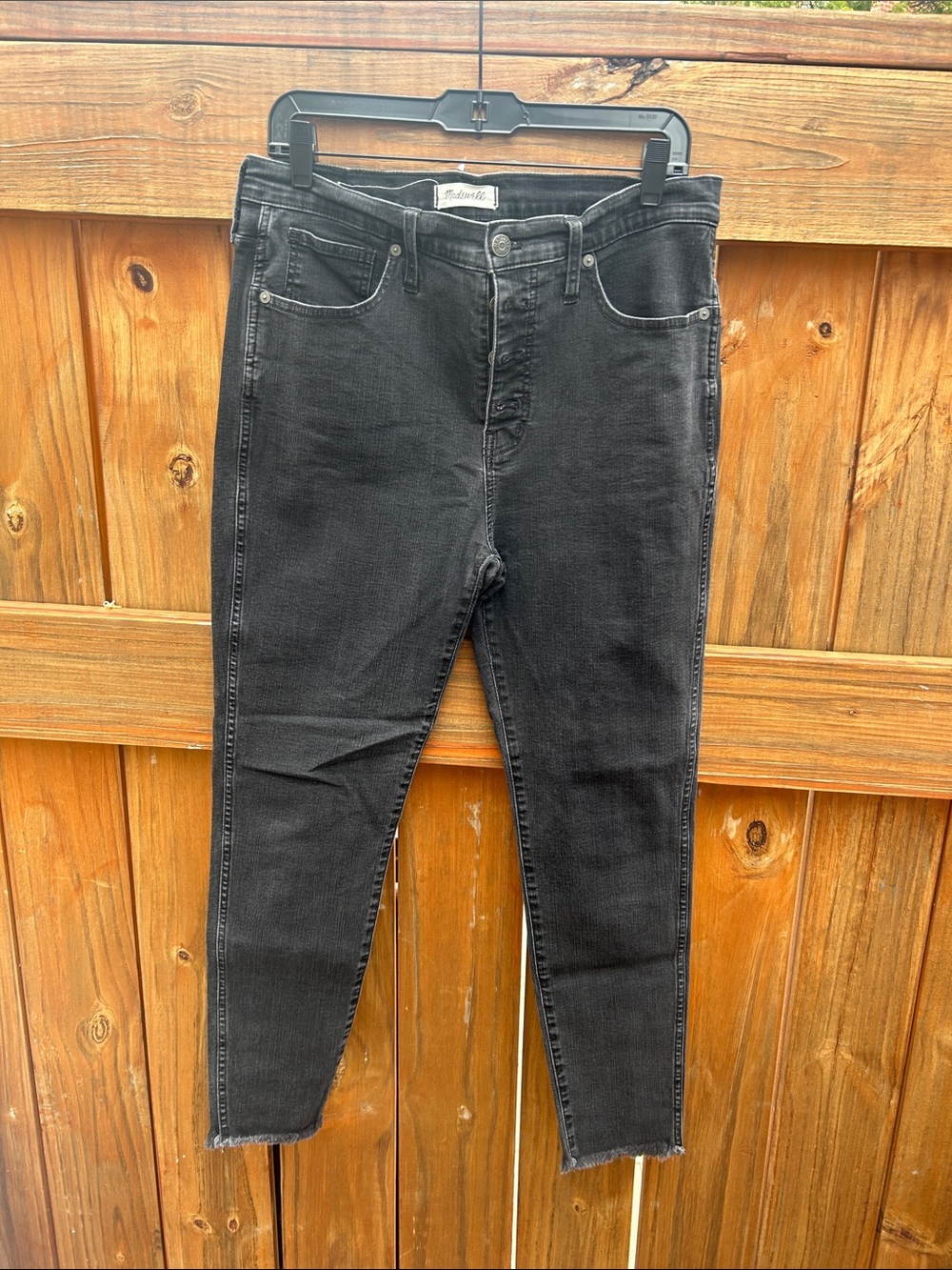Madewell Black High-Rise Skinny Jeans with Raw Hem